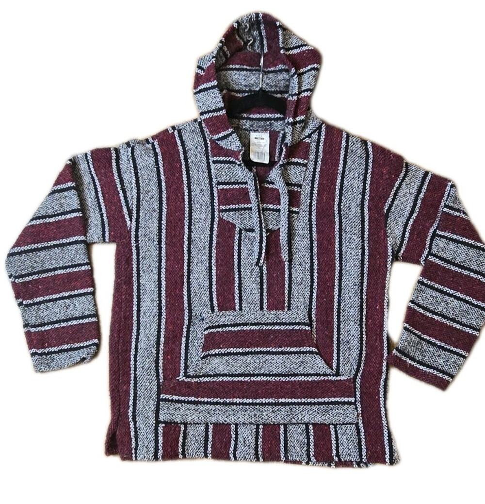 Unisex Baja Shirt Hoodie Jacket Striped Grey Red Assortment Size Large